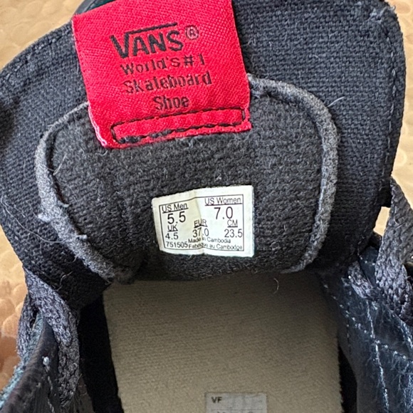 Vans Black High-Top Sneakers with Red Logo - Picture 2 of 5